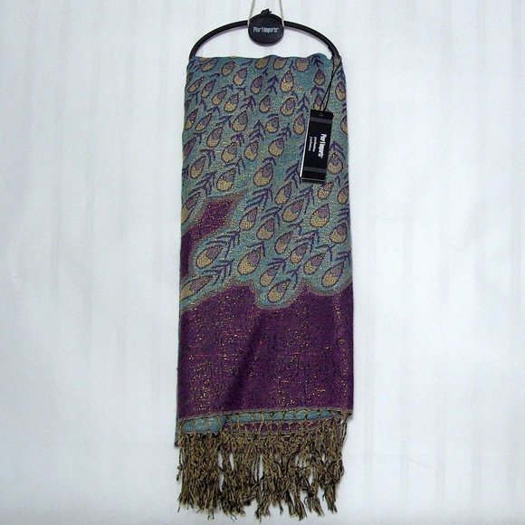 Pier 1 Accessories - Pashmina Scarf Peacock Design Large New With Tags Pier 1 Imports
